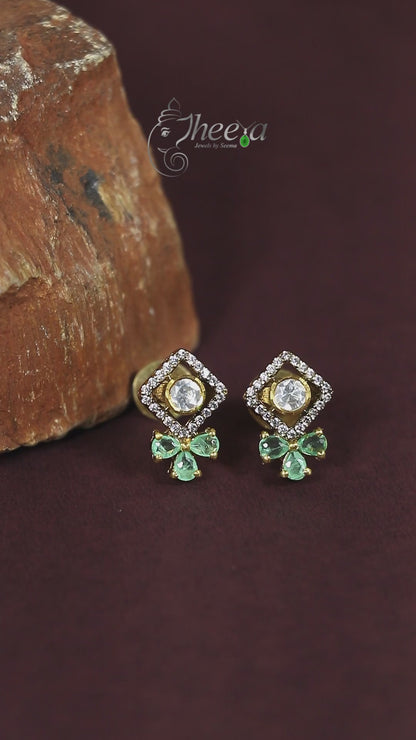 Ratnavalli Mint  bow Moisssanite Studs