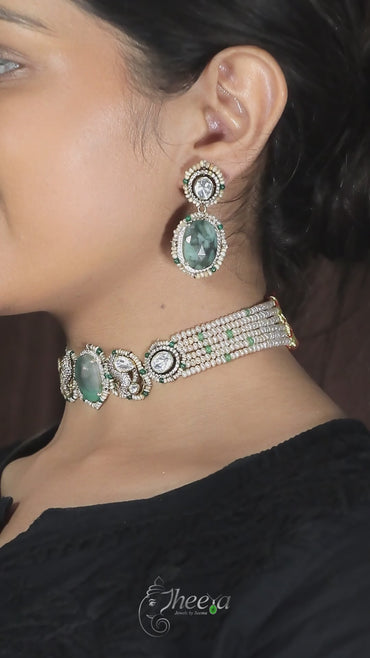 Noor-e-Meher Green Sapphire Choker Set