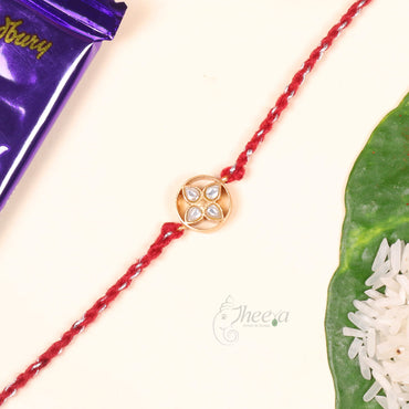 Silver White Floral Ring Rakhi