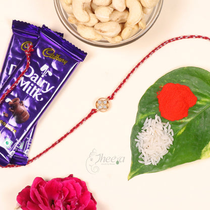 Silver White Floral Ring Rakhi