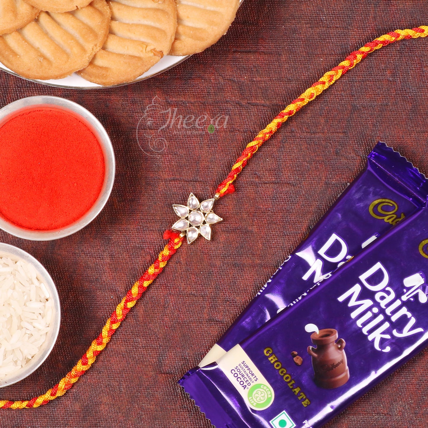 Exquisite big white flower design silver rakhi for Rakshabandhan